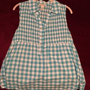 Blue and white checked top